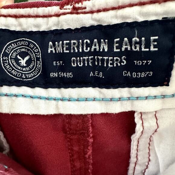 Vintage American Eagle Men Longboard Shorts Size 32 Brick Red 10” Inseam Casual - Picture 5 of 9